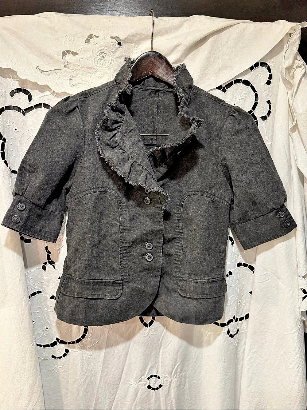 Victorian Goth Dark Academia Ruffle Blazer Romantic Steampunk Chic Jacket Womens